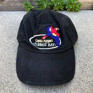 VTG 90s CAPTAIN MORGAN'S PARROT BAY Baseball Hat Men's Black Adjustable Cap​​​